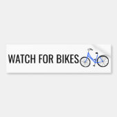 WATCH VOOR BIKES Cute Blue Bicycle Cyclist Bumpersticker (Voorkant)