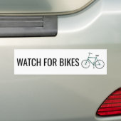 WATCH VOOR BIKES Cute Green Bicycle Bumpersticker (Op auto)