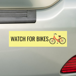 WATCH VOOR BIKES Cute RED Bicycle Cyclist Safety Bumpersticker