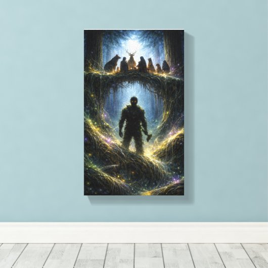 Watcher Beneath the Roots Canvas Afdruk (Insitu (Houten vloer))