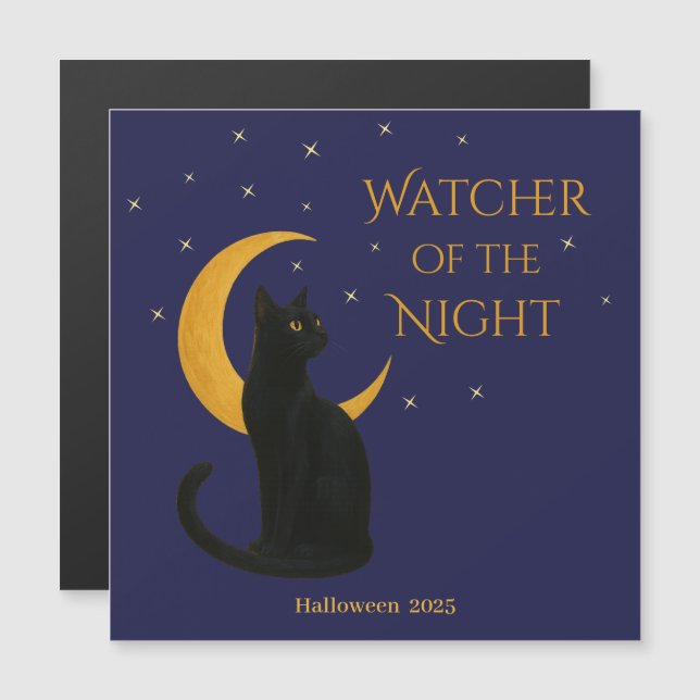 Watcher of the Night – Halloween Zwarte Kat magnee (Voorkant / Achterkant)