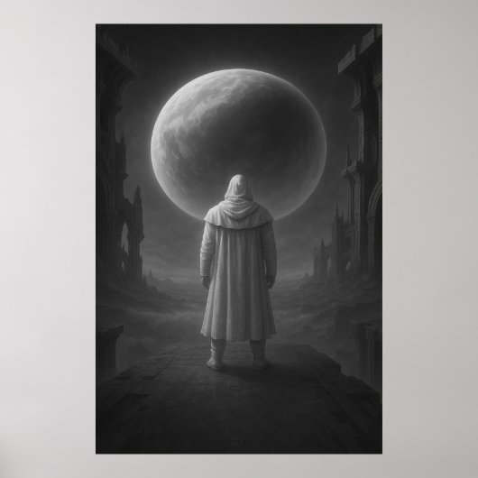 Watcher of the Silent Moon — Dark Fantasy Artwork Poster (Voorkant)