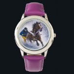 Watches | Jewelry | Winter Horse Horloge<br><div class="desc">Dynamic winter horse skijoring design capturing the beauty, strength and motion of this exciting sport. Perfect for horse lovers, equestrian enthusiasts and fans of powerful horse imagery.</div>