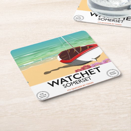 Watchet Somerset poster trein Kartonnen Onderzetters (Schuin)