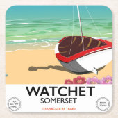 Watchet Somerset poster trein Kartonnen Onderzetters (Voorkant)