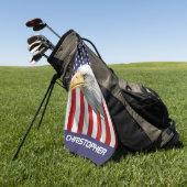 Watchful Eagle, The American Flag, Patriotic Golfhanddoek (Groen)