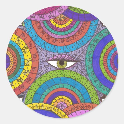 Watchful Green Eyed Mandala Art Sticker (Voorkant)