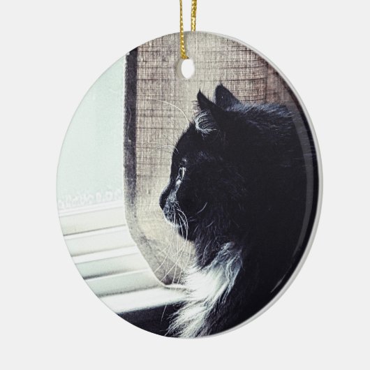 Watchful Kat keramisch Ornament (Links)