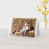 Watchful Leopard Wenskaart Kaart (Gele Bloem)