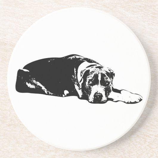 Watchful Pitbull Mix Lying Pose Art Onderzetter (Voorkant)