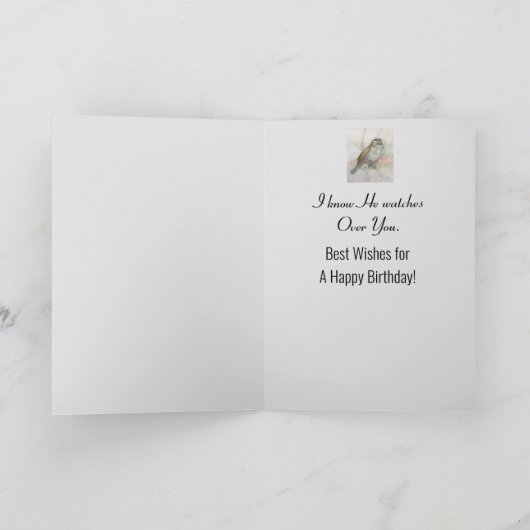Watchful Sparrow Verjaardag Zegen Vogel Waterverf Kaart (Binnen)