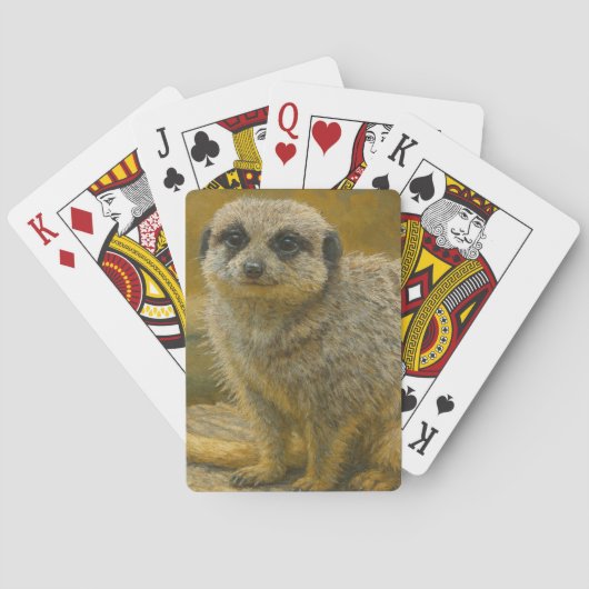 Watchful Stillness – Realistisch Meerkat portret Pokerkaarten (Achterkant)