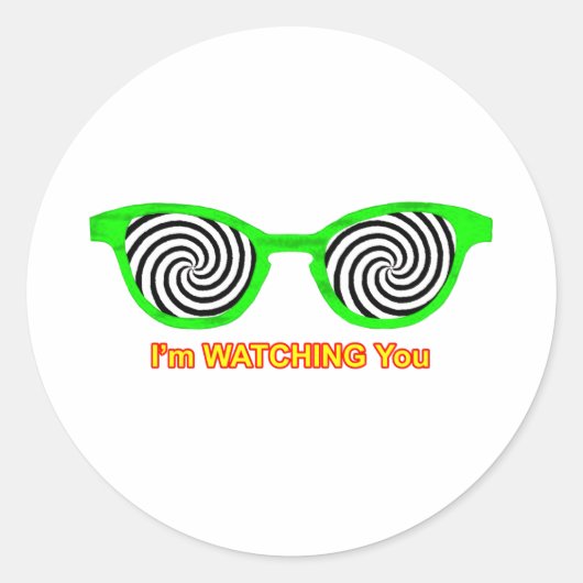 Watching Hypnotize Sunglasses Green Rim The MUSEUM Ronde Sticker (Voorkant)