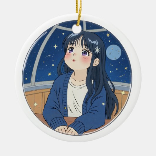 Watching the stars at the planetarium keramisch ornament (Voorkant)