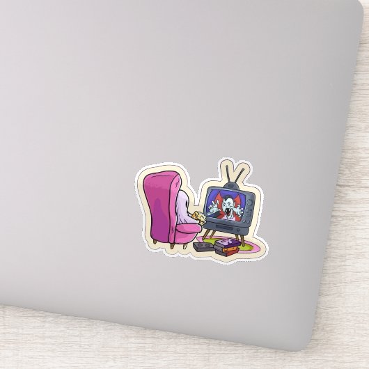 Watching TV ghost  Sticker (Detail)
