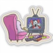 Watching TV ghost  Sticker (Voorkant)