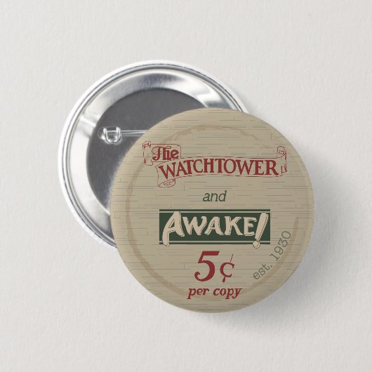 Watchtower en Awake 1930's Replica Ronde Button 5,7 Cm (Voorkant /achterkant)