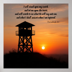 Watchtower Sunset Scripture Poster