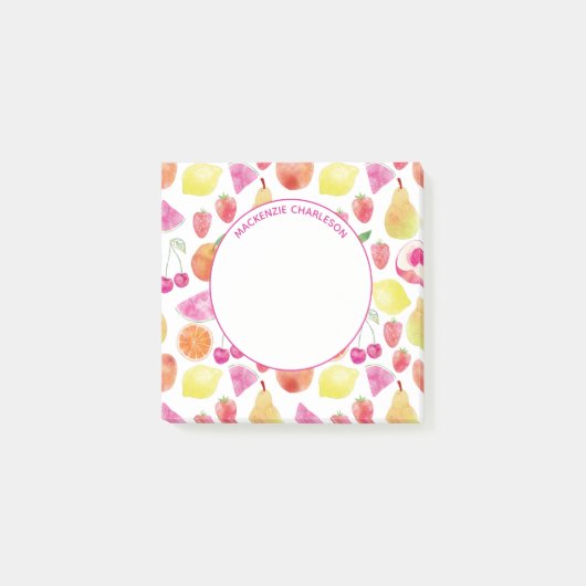 Watecolor Fruit Custom Name Post-it® Notes (Voorkant)