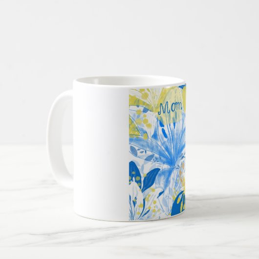 Watecolor Mom Mok Blauw Wit (Voorkant links)