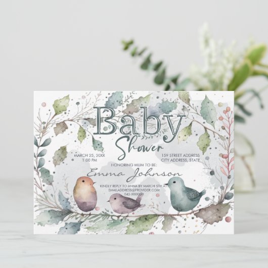 Watecolor Natuur Baby shower Kaart (Staand voorkant)
