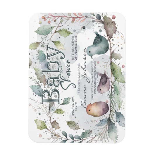 Watecolor Natuur Baby shower Magneet (Verticaal)