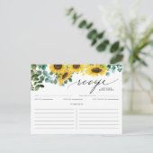 Watecolor Sunflower en Eucalyptus Recipe Kaart (Staand voorkant)
