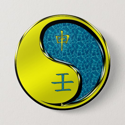 Water Aap Ronde Button 7,6 Cm (Voorkant)