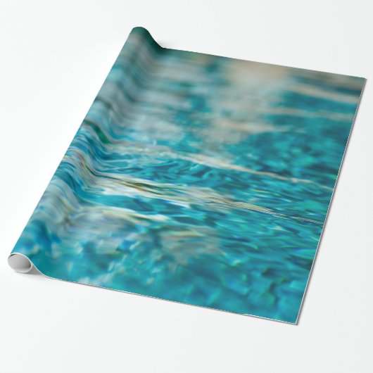 Water Abstract Blauw Groen Turquoise Aqua Zee Cadeaupapier (Uitgerold)