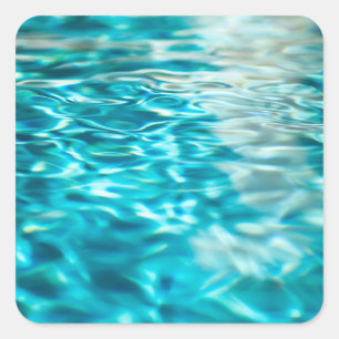 Water Abstract Blauw Groen Turquoise Aqua Zee Vierkante Sticker