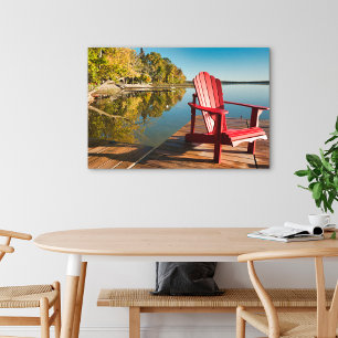 Water Adirondack Chair at the Lake Canvas Afdruk