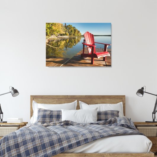 Water | Adirondack Chair at the Lake Canvas Afdruk (Insitu (Slaapkamer))