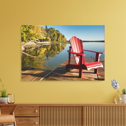 Water | Adirondack Chair at the Lake Canvas Afdruk (Insitu (Woonkamer))