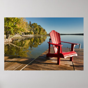 Water Adirondack Chair at the Lake Poster