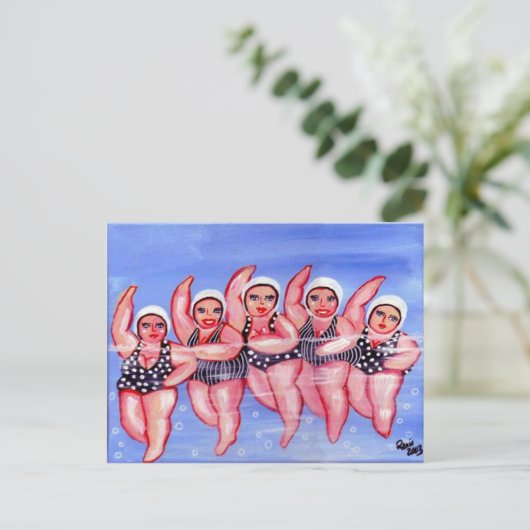 Water Aerobics Divas Fun Whimsical Chubby Briefkaart (Staand voorkant)