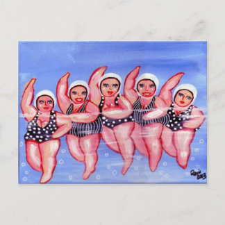 Water Aerobics Divas Fun Whimsical Chubby Briefkaart