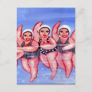 Water Aerobics Divas Fun Whimsical Chubby Briefkaart