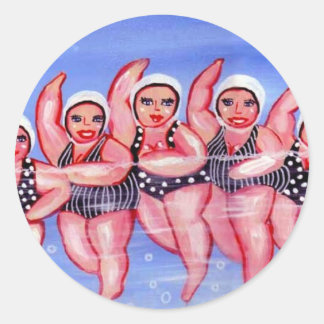 Water Aerobics Divas Fun Whimsical Chubby Ronde Sticker
