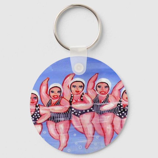 Water Aerobics Divas Fun Whimsical Chubby Sleutelhanger (Voorkant)