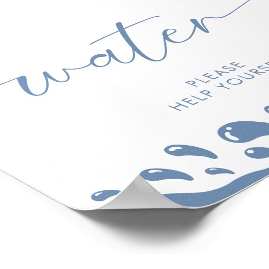 Water alsjeblieft help jezelf blauwe oceaan te stu poster (Hoek)