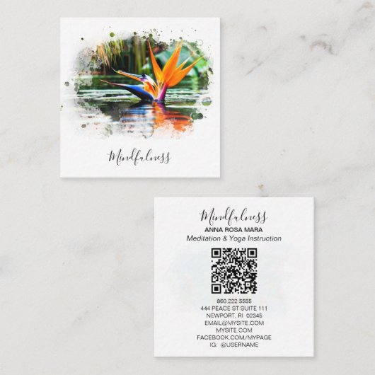 *~* Water AP10 Bloemvogel van het Paradijs QR Vijv Vierkante Visitekaartje (Voorkant / Achterkant)