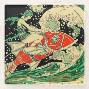 "Water" Art Deco van Jose Carlos Glazen Onderzetter