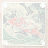 "Water" Art Deco van Jose Carlos Glazen Onderzetter (Achterkant)