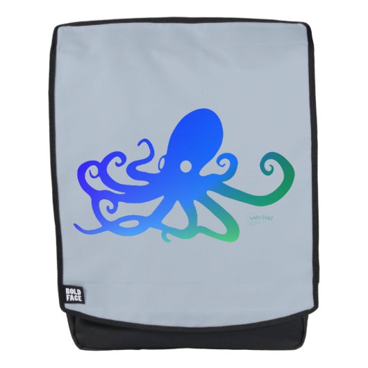 Water Baby - Blauwe Octopus Rugzak Rugtassen (Voorkant)