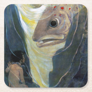 Water Baby en Vis, Jessie Willcox Smith Kartonnen Onderzetters