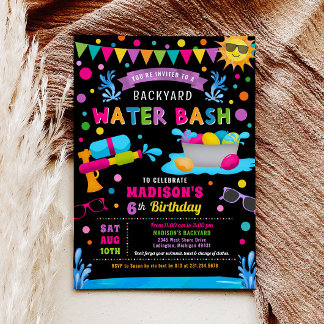 Water Bash Meisje Zomer Verjaardagsfeestje Kaart