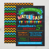 Water Bash Verjaardag Zomer Party Primaire Kleuren Kaart (Voorkant / Achterkant)