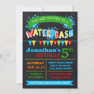 Water Bash Verjaardag Zomer Party Primaire Kleuren Kaart