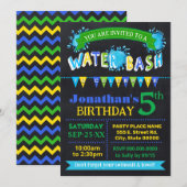 Water Bash Verjaardagsfeestje Blauw Groen Krijtbor Kaart (Voorkant / Achterkant)