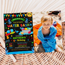 Water Bash Zomer Jongen Verjaardagsfeestfoto Kaart